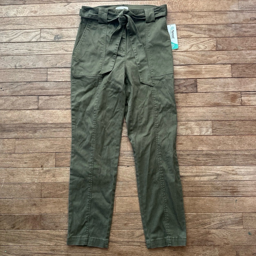 Maison d’Amélie Straight Leg Pants High Rise Utility Small Green Belt Minimalist